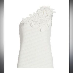 Gorgeous Figue Cappucine Sweater Top - One shoulder - White - XS